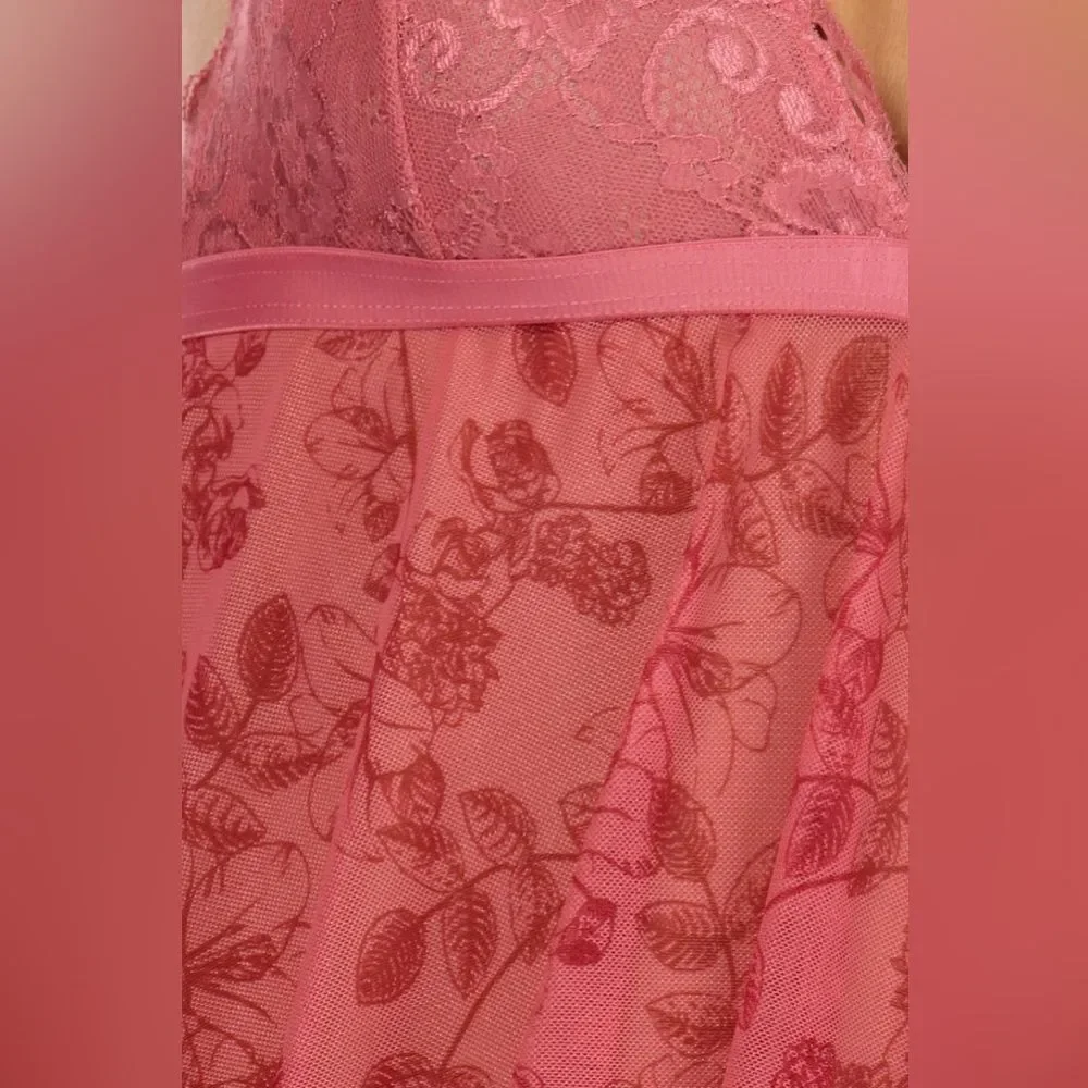 French Affair CHÉRIE PRINTED MESH AND LACE BABYDOLL size L